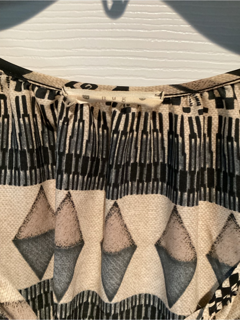 Beige and Black Geometric Circle Dress